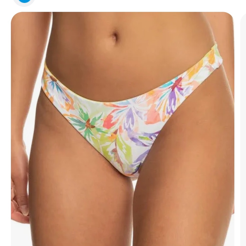 ROXY Retro Revo Hipster Bikini Bottoms Reversible Green Floral Swim NWT Size XL